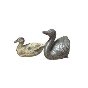 Vintage Lead Figures 2 Tiny Ducks 1950s Vintage Lead Toys .75" Tall